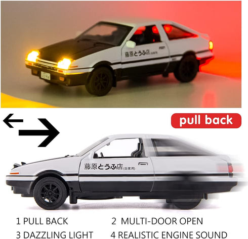 BDTCTK 1/32 AE86 Initial D Model Car, Zinc Alloy Pull Back Toy car with Sound and Light for Kids Boy Girl Gift(Black)...