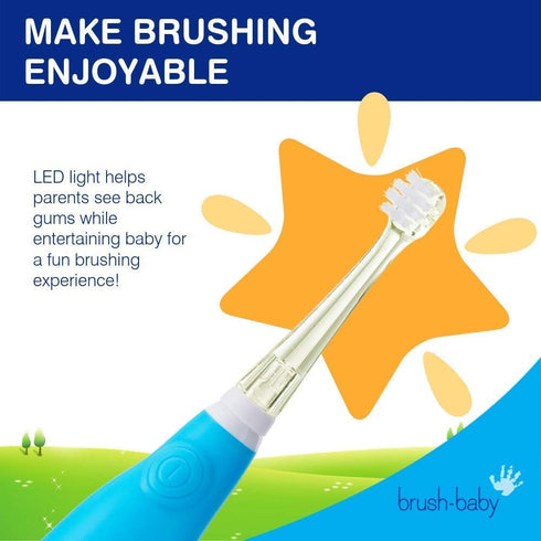 brush-baby BabySonic Infant and Toddler Electric Toothbrush for Ages 0-3 Years - Smart LED Timer and Gentle Vibration Provide a Fun Brushing Exper...