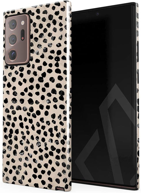 BURGA Phone Case Compatible with Samsung Galaxy Note 20 Ultra - Hybrid 2-Layer Hard Shell + Silicone Protective Case -Black Polka Dots Pattern Nud...