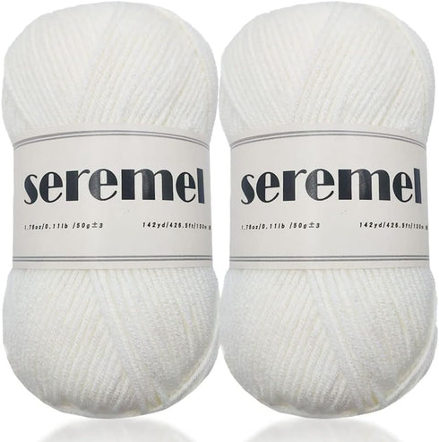 4Ply Acrylic Soft Yarn 2 Balls 1Pack, 2 Pcs Crochet Yarn Total 100g (3.4oz) / 260m (280Yds), Crocheting/Knitting #4 Medium Yarns, Worsted Beautifu...