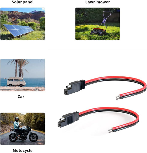 SAE Connector Cable,16AWG 1FT 2 Pin SAE Quick Connector Disconnect Plug for Solar Panel Car Motorcycle(2 Pack)...