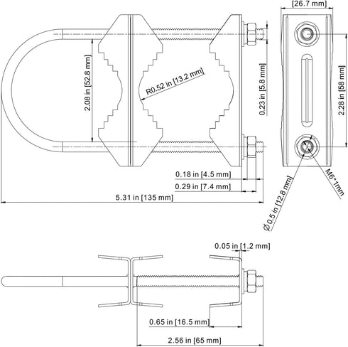 Double Antenna Mount Clamp U-Bolt Mounting Hardware Antenna Mast Clamp V Jaw Bracket Accessories Anti-Rust Finished for TV CB Ham Outside Home Ant...