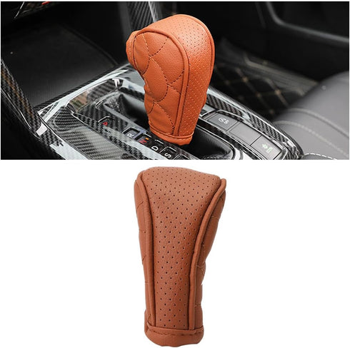 Car Gear Shift Cover, Waterproof PU Leather Manual/Automatic Automotive Gear Stick Shift Knob Rod Dust Cover Protector with Velcro, Vehicle Interi...