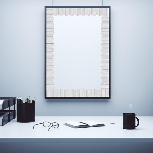 Self Adhesive Wood Bulletin Board Borders Rustic Classroom Bulletin Border Trim for School Home Decoration,49.2 Feet (White)...