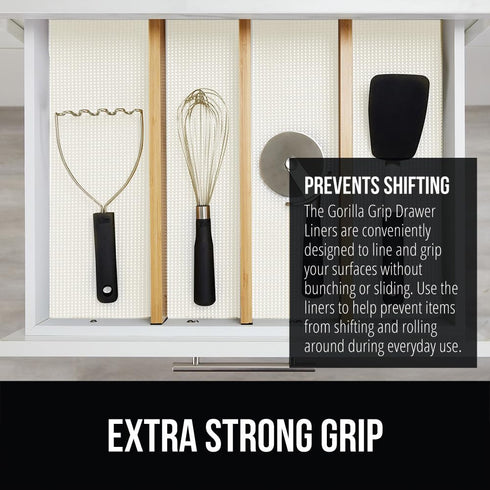 GORILLA GRIP powerGRIP Drawer Shelf and Cabinet Liner, Thick Strong Hold, Non-Adhesive Liners Protect Kitchen Cabinets and Cupboard, Bathroom Draw...