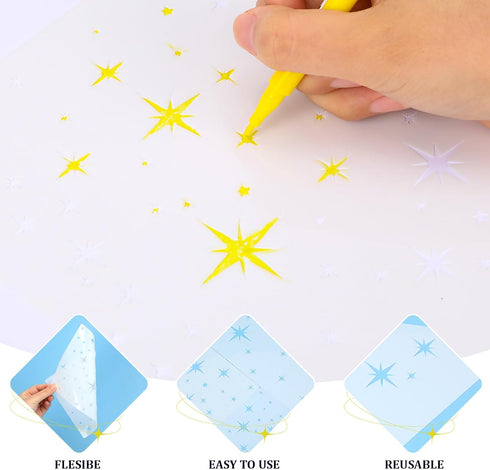 4 Pcs Star Stencil Star Stencils Different Sizes for Painting Template Star Stencil for Crafts Plastic Star Templates for Fabric Home Decor DIY Cr...