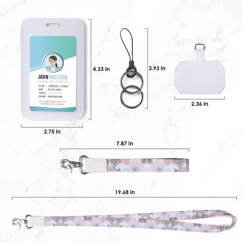 ID Badge Holder & Lanyard Phone Holder - Multi-Use Removable Wristlet Keychain and Neck Lanyard with Sliding ID Badge Holder Hard Plastic Sleeve, ...