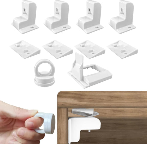 DILSIAI Adhesive Baby Proofing- Magnetic Cabinet Safety Locks for Drawers and Doors, No Drill Installation, ?Set of 4 Locks? (4 LOCKS)...