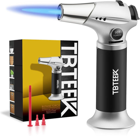 TBTEEK Butane Torch, Kitchen Torch Cooking Torch with Safety Lock & Adjustable Flame for Cooking, BBQ, Baking, Brulee, Creme, DIY Soldering(Butane...