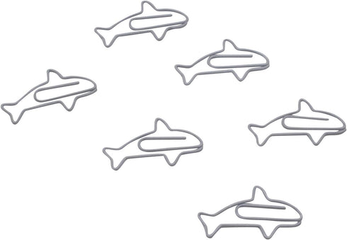 100 Count Shark Shaped Paper Clips Great for Paper Clip Collectors or Office Gift - Comes in Round Tin with Lid and Gift Box (Gray)...
