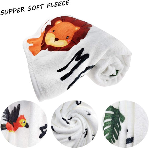 Baby Monthly Milestone Blanket Boy - Jungle Animals Neutral Newborn Month Blanket for Boy & Girl Personalized Shower Gift Safari Nursery Decor Pho...