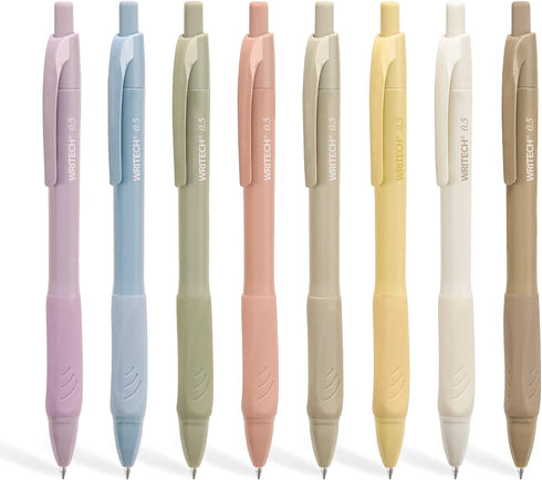 WRITECH 0.5mm Gel Pens with Soft Grip - 8ct Retractable Black Ink Pens for Smooth Writing, No Smear or Smudge...