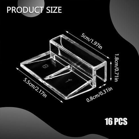 16 PCS 8mm Acrylic Aquarium Cover Clip, Clear Fish Tank Glass Cover Clip Support Holder Universal Lid Clips for Rimless Aquariums...