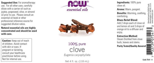 NOW Foods Essential Oil, Clove, 4 Fluid Ounce + 1 Glass Dropper...
