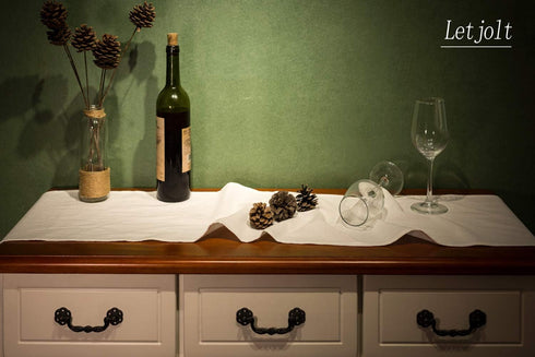 Letjolt White Table Runner 108 Inches Long Shabby Chic Ruffled Table Runner Farmhouse Table Runner Rustic Home Table Decoration for Baby Shower Br...