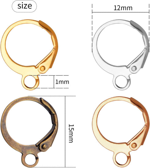 Hypoallergenic Earring Hooks, 120 Pieces Brass Lever Back Earring Round French Hook Ear Wire with Open Loop for Earring Designs Jewelry Making - 4...