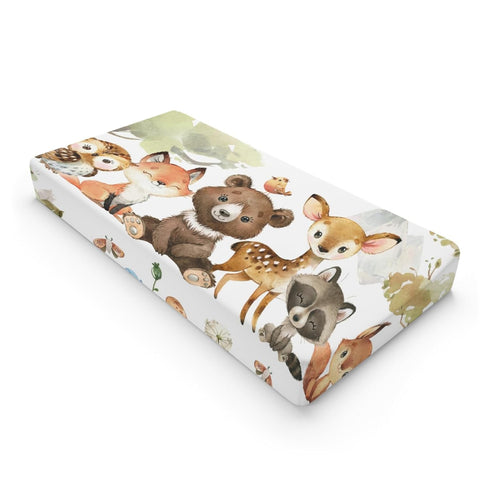 Woodland Animal Friends Changing Pad Cover for Baby Girl Boy, Natural Forest Deer Bear Fox Owl Diaper Change Table Covers, Soft Stretchy Safe Snug...