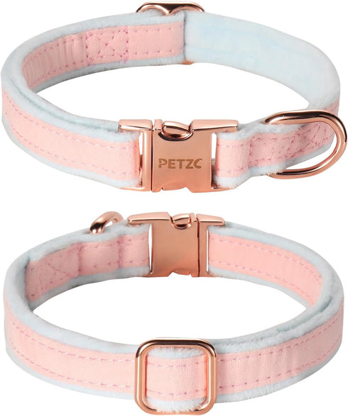 Dog Collar,Metal Buckle Pet Collar Suede Dog Collar Soft&Comfy Adjustable Pet Gift Collars with Bow for Small Medium Large Dogs (Medium, Pink&Blue...