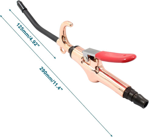 High Power Air Blow Gun with Rubber Guard, Industrial Household Air Nozzle Blow Gun, Aluminum Air Blower Gun Air Compressor Accessories - Rose Gol...