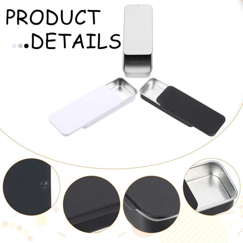 3Pcs Metal Box Containers Matte Mini Slide Top Boxes Rectangular Empty Hinged Container Portable Small Home Storage Organizer Kit for Candies Jewe...