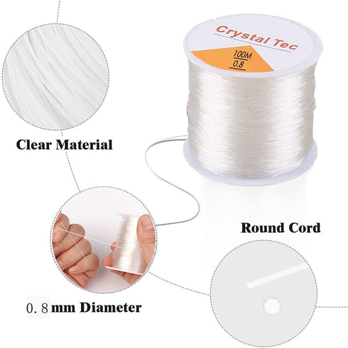 0.8mm Elastic Stretch Thread for Bracelets, 3 Rolls Elastic Bead Cord, Stretchy Bracelet String Crystal String Bead Cord for Bracelet, Beading and...