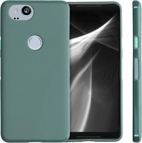 kwmobile Case Compatible with Google Pixel 2 Case - Soft Slim Protective TPU Silicone Cover - Blue Green...