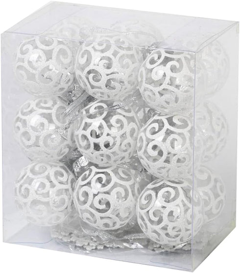 SLEETLY White Ornaments for Farmhouse Christmas Tree Holiday Xmas Decorations for Christmas - Shatterpoof Plastic 2.36 inch Clear Swirl, Ornament ...