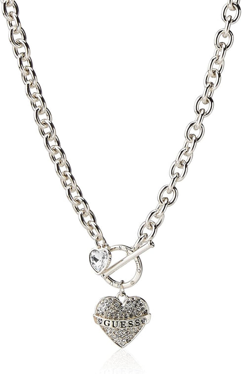 GUESS Women's Toggle Logo Charm Necklace, Silver, One Size...