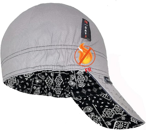 Reversible Welding Cap CAT2 Onesize Flame Resistant Cotton Welder Hat HRC 2 Hood FR High Crown Grey...