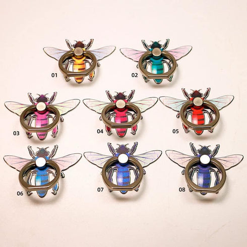 Bee Shape Style Alloy Color Paint Panel 360°Rotation Cell Phone Ring Holder Stand,Compatible for iPhone Samsung LG and Other Smartphones (Purple)...