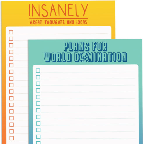 2 Funny To Do List Notepads - Set of Two 50 Sheet 5.5 x 8.5” Note Pads for Daily and Weekly Tasks, Planner Organizer, and Checklists - Fun Coworke...
