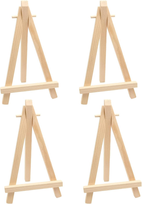 4pcs Mini Wood Display Easels, Small Table Top Easels, Artist Triangle Easels for Displaying Canvas Paintings, Weddings, Business Cards, Photos, C...