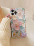 Case for iPhone 14 Pro Max - Vivid Retro Oil Painting, Flower Laser Glossy Pattern, Cute Curly Wave Edge - Exquisite Stylish Durable TPU Protectiv...