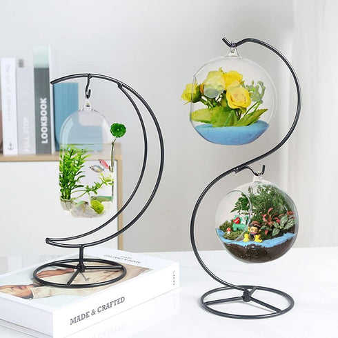 Ornament Display Stand Air Plant Stand Iron Hanging Stand Flower Pot Stand Rack Holder for Hanging Glass Globe Witch Ball Terrarium Christmas Orna...