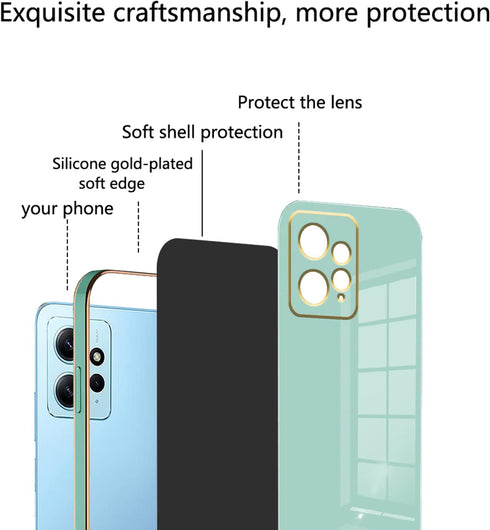 Compatible with Redmi Note 12 4G Case Silicone Pink, Plating Xiaomi Redmi Note 12 4G Phone Case Shockproof Thin and Soft Cover (Green)......