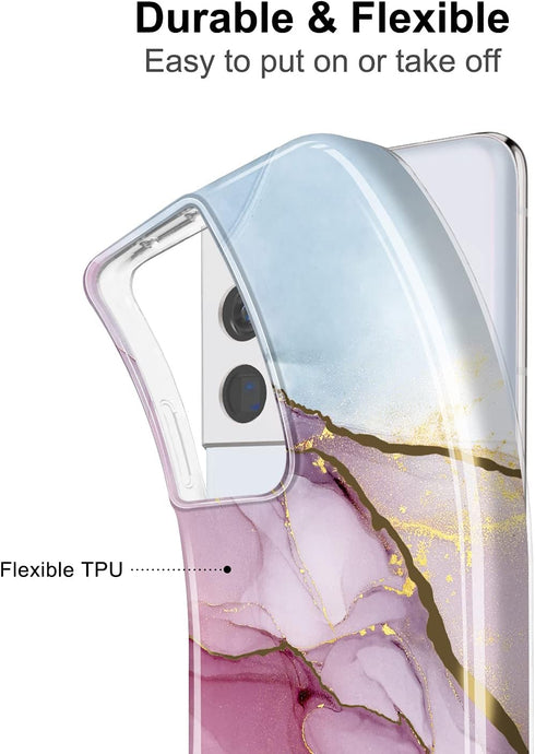 JIAXIUFEN Galaxy S21 Ultra Case Gold Electroplated Glitter Marble Slim Shockproof TPU Soft Rubber Silicone Cover Phone Case for Samsung Galaxy S21...
