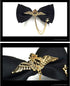 Men's Adjustable Bow tie Gold Metal Wings Chain Two Layer Neck Bowtie...