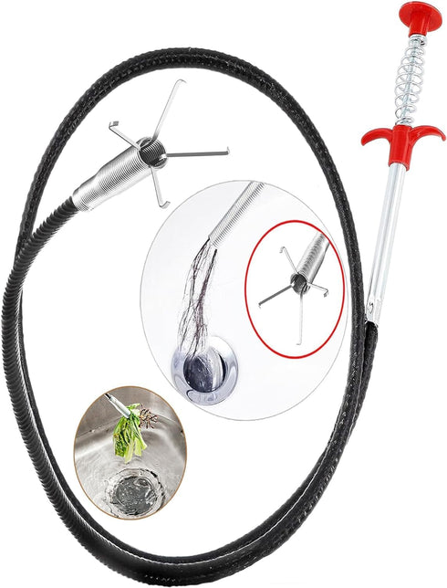 34 Inch Flexible Grabber Claw Pick Up Reacher Tool, Snake Drain Clog Remove Tool With 4 Claws Pickup Reaching Assist Tool for Litter Pick, Bathroo...