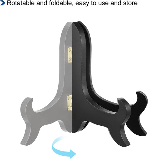 uxcell 5" Easel Plate Holder, Wooden Folding Display Stand Black for Decorative Picture Frame...