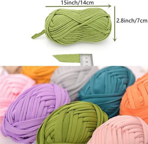 2 PCS T-Shirt Yarn Elastic Fabric Crochet Cloth Knitting Yarn, Spaghetti Yarn Fettuccini Zpagetti Ball for Hand DIY Bag Blanket Cushion Crocheting...
