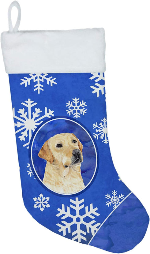 Caroline's Treasures SC9376-CS Labrador Winter Snowflakes Holiday Christmas Stocking Fireplace Hanging Stockings Christmas Season Party Decor Fami...