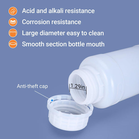 PE Plastic Food Grade Bottles, Wide Mouth Lab Reagent Bottle, Liquid/Solid Sample Seal Sample Storage Container Chemical Bottle (Translucent, 8.4o...