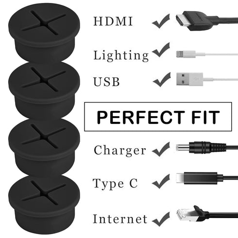 12 Pcs Cable Cord Grommet Silicone Cable Grommet 3/4" Wire Hole Cover Cable Management Wire Organizer Cable Pass Through Desk Grommet for Table, C...