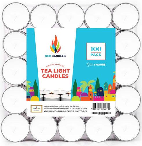 White Unscented Tea Lights- Smokeless, Drip less, Long Lasting Flames- Center Pieces for Dinners and Events- European Wax Flame- Bulk Pack (100 Ca...