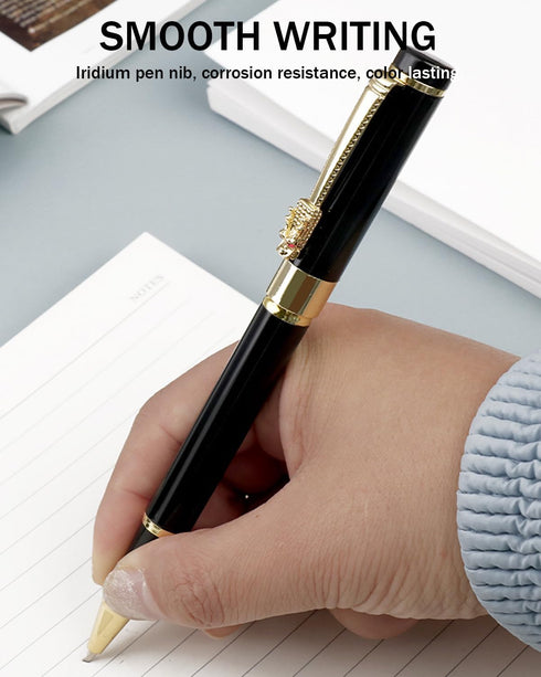 Metal Ballpoint Pens Set, Fancy Fine Point Smooth Writing Pens, Luxury Rollerball Pen with 10 Ink Refills 0.5 mm for Journaling, Men Executive, No...