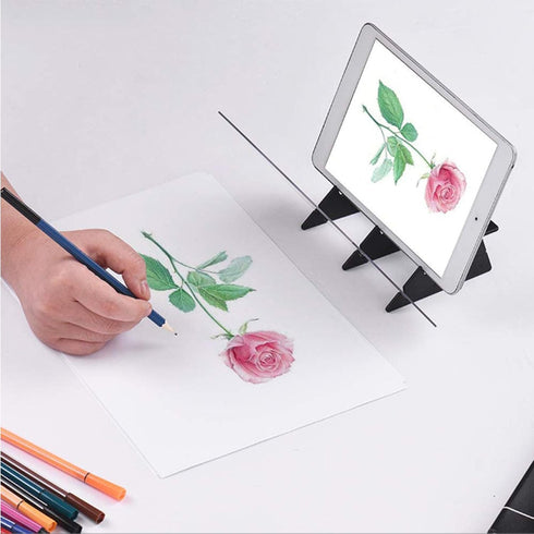 QPOIBSD Portable DIY Drawing Tracing Board Light Copy Pad Optical Image Reflection Projector Wireless Copy Board Shadow Mirror Tracer with Stand f...