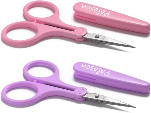 PAFASON 4" Stainless Steel Detail Craft Scissors Set with Straight Precise Tips & Safety Cap & TSA Complied Ideal for Scrapbooking, Paper Yarn Thr...