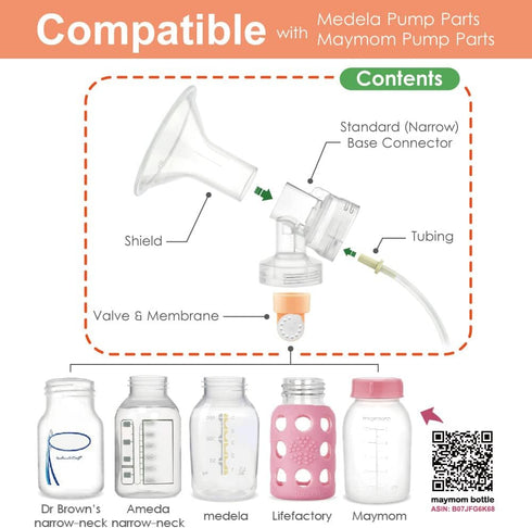 Maymom Breast Pump Kit Compatible with Medela Pump in Style Advanced Pump; 2xTwo-Piece 19mm Breastshield, 2 Valve, 4 Membrane, 2 Replacement Tubin...