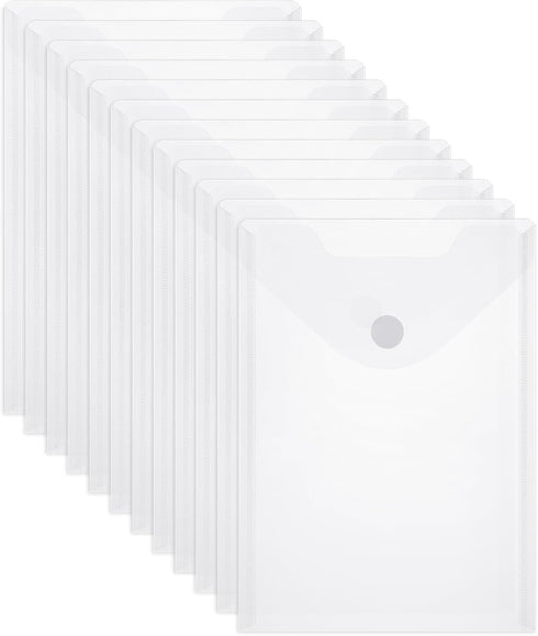 Document Folders, 12 Pack Large Clear Die & Stamp Storage Bag 10 x 7 inch Transparent Plastic Envelopes Waterproof Poly Envelope with Closure File...