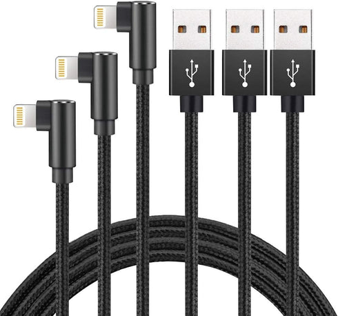 Hi-Mobiler Fast Charging Cable, 3ft Right Angle Cable,3 Pack Nylon Braided Fast Speed Data Sync Charging Cord Powerline Compatible with Phone 13/1...
